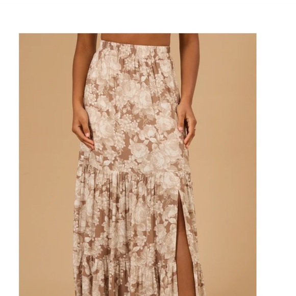 Altar'd State Cream and Brown Floral Maxi Skirt- LIKE NEW! - Picture 3 of 3